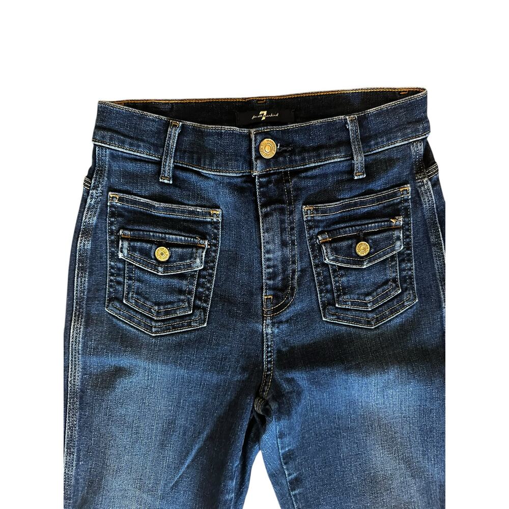 7 For All Mankind Flare Jeans 25 Dark Wash Y2K Bootcut Denim Model Off Duty - Picture 2 of 5